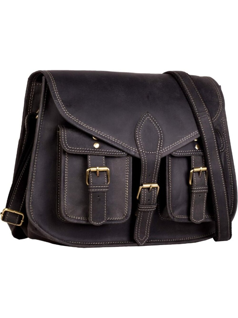 Stylish 14-Inch Leather Shoulder Crossbody Satchel Tote Bag for Women